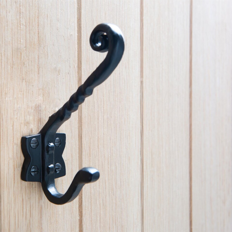 image 1 of Hammer & Tongs Twisted Scroll Hat & Coat Hook - W40mm x H125mm - Black
