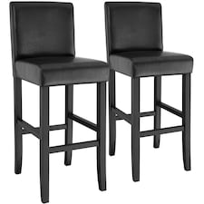 Bar Stools with a padded backrest and faux leather cover | Black | black | 41 x 40 x 107 cm | 2