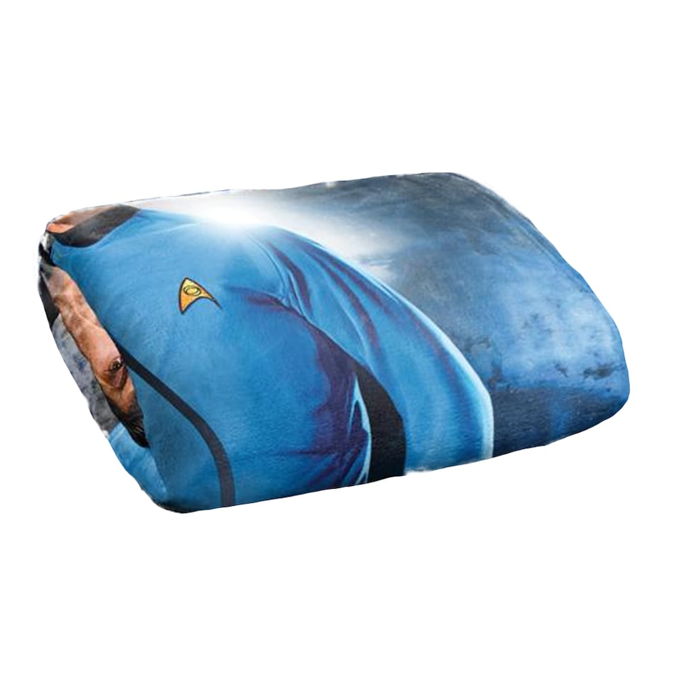 image 1 of Star Trek Silky Spock Supersoft Blanket | Black | Black/Blue | One Size | 1