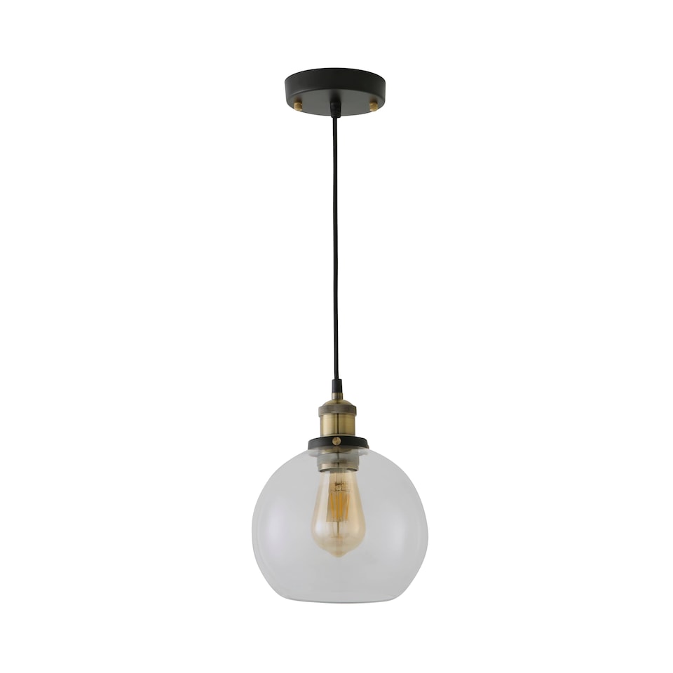 image 1 of ValueLights Sheridan Industrial Black Ceiling Light Pendant | Clear