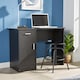 image 2 of Computer Desk 1 Drawer 1 Door Compact Workstation Home Office Table | Black
