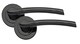 image 2 of Golden Grace Indiana Style Modern Door Handles on Round Rose in Polished Black Nickel Finish with Ball Bearing Hinges & 64mm Tubular Latch | Black | 1 Set