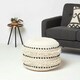 image 2 of Homescapes Sahara Cream & Black Macrame Tufted Boho Pouffe