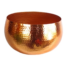 Leaf Large Metal Planter Bowl 32 x 20cm Hammered Copper Colour - Straight Edge | Copper