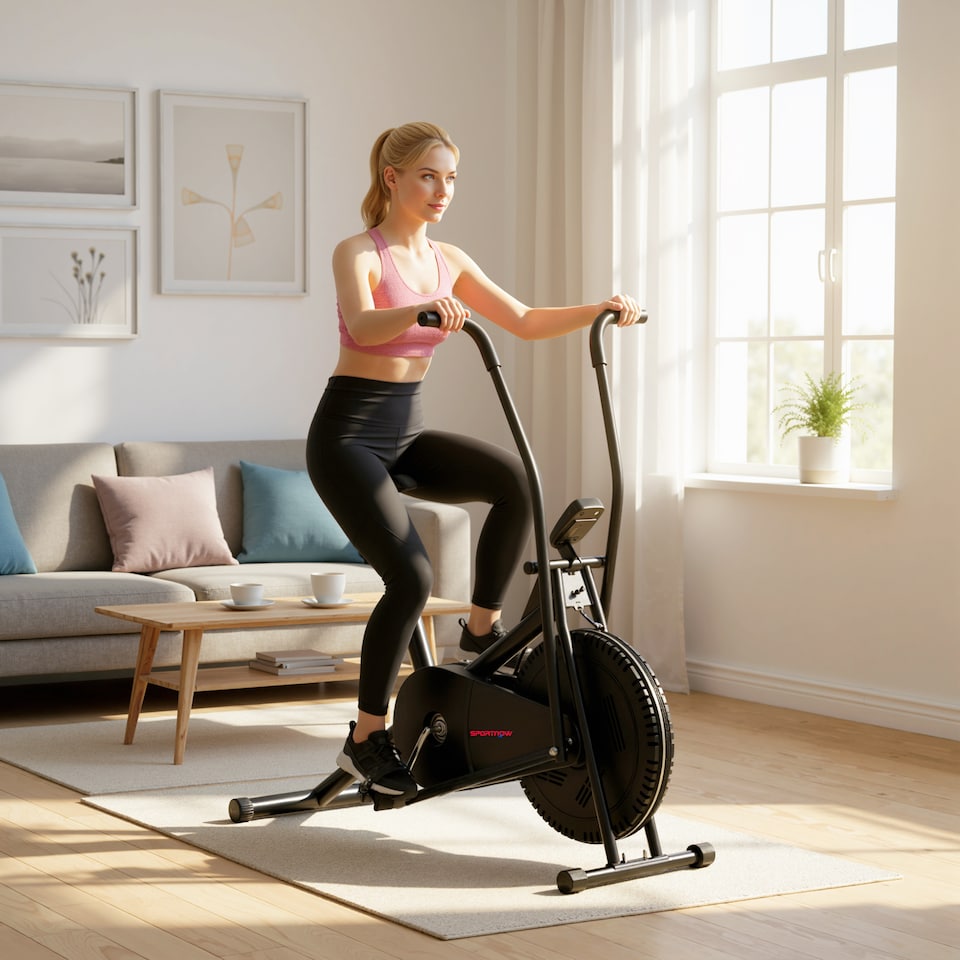 image 1 of SPORTNOW Exercise Bike with Adjustable Seat, LCD Display, Smooth Belt Drive