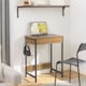 image 2 of SoBuy FWT43-N,Compact Computer Desk Study Table with Wooden Legs | Brown | Natural | 1