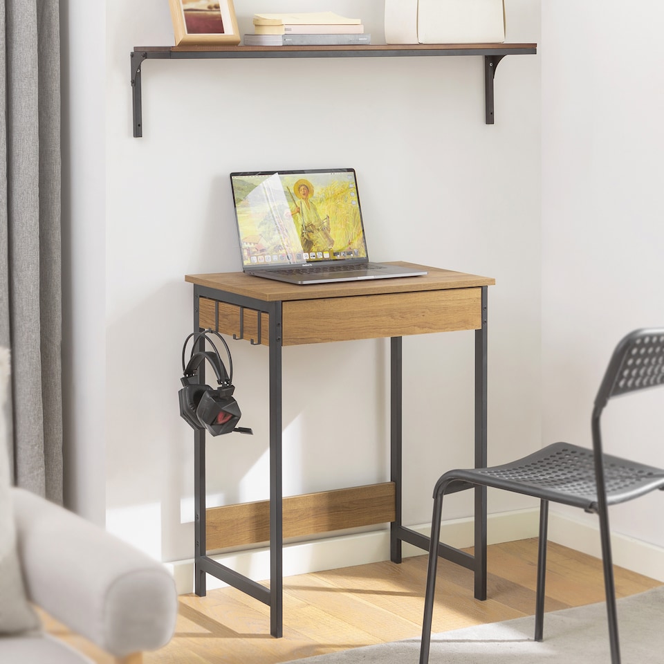 image 1 of SoBuy FWT43-N,Compact Computer Desk Study Table with Wooden Legs | Brown | Natural | 1