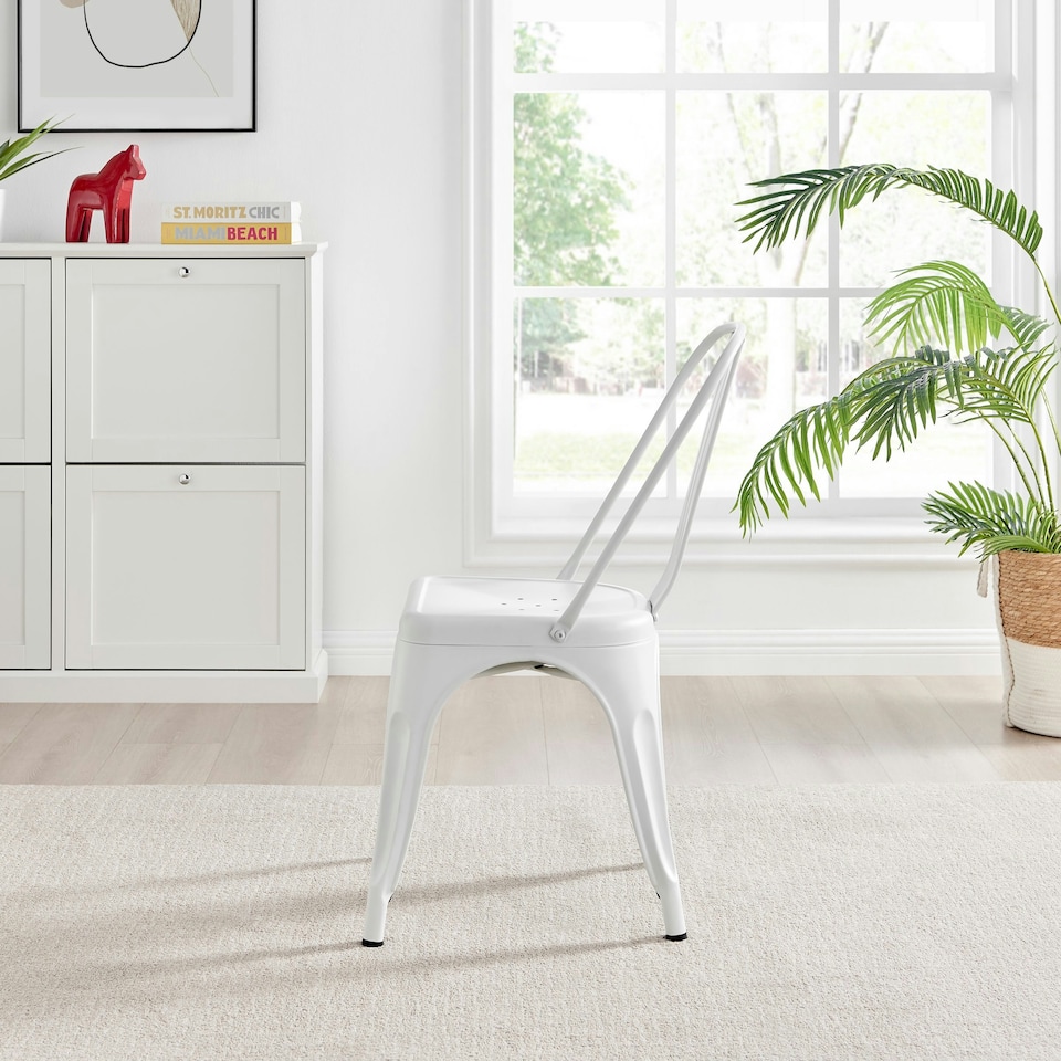 image 1 of Furniturebox 2x Colton 'Tolix' Style White Metal Dining Chairs