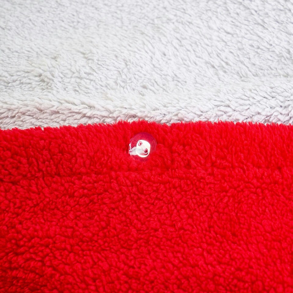 image 1 of OHS Luxury Teddy Fleece Reversible Duvet Cover and Pillowcase Bedding Set Multi | Red/Grey | Double