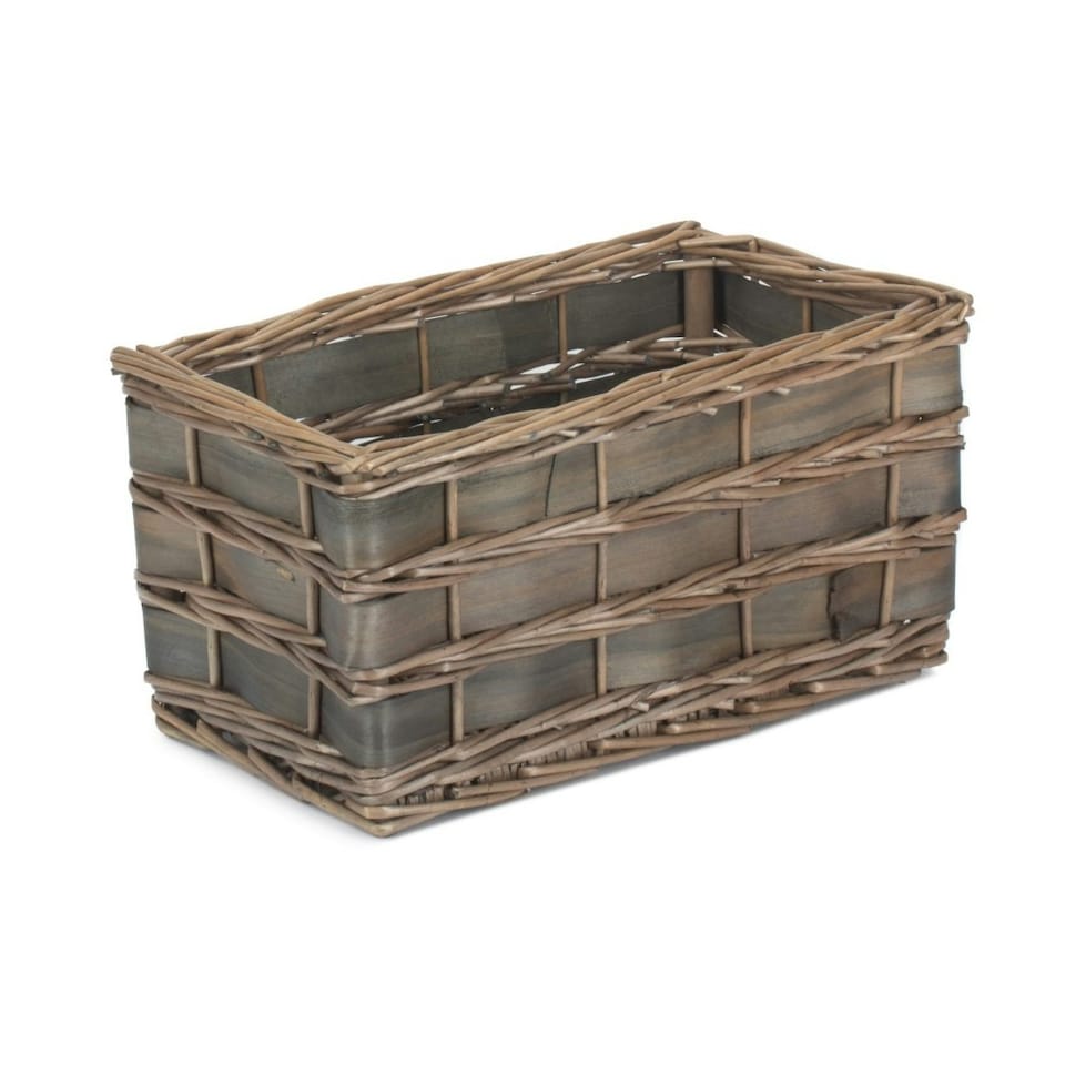 image 1 of Unlined Small Grey Scandi Storage Basket | Grey | Grey