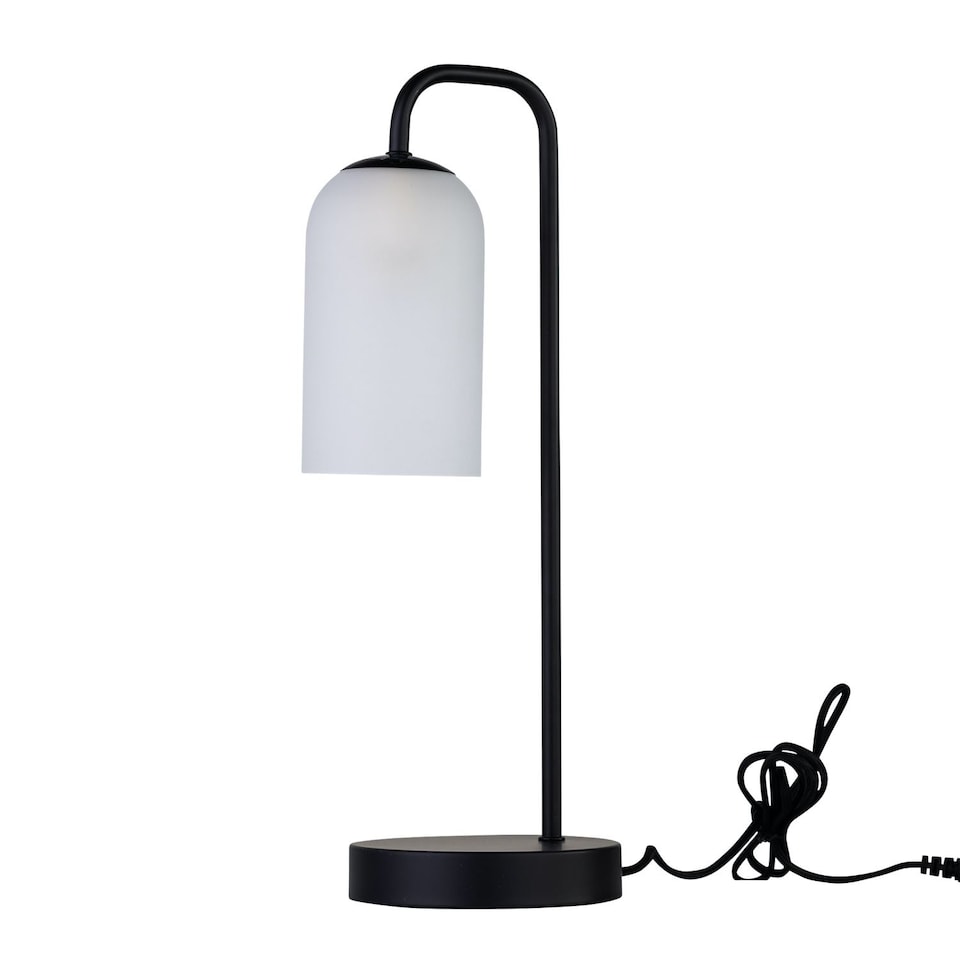 image 1 of Victoria - Black Touch Lamp with Frosted Glass Shade | Black | White | Large | 1