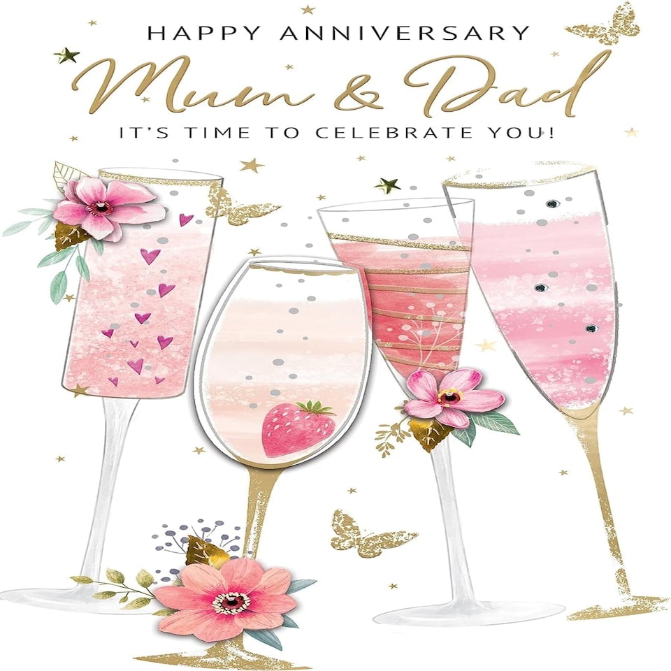 image 1 of Time To Celebrate Embellished Champagne Mum & Dad Anniversary Card