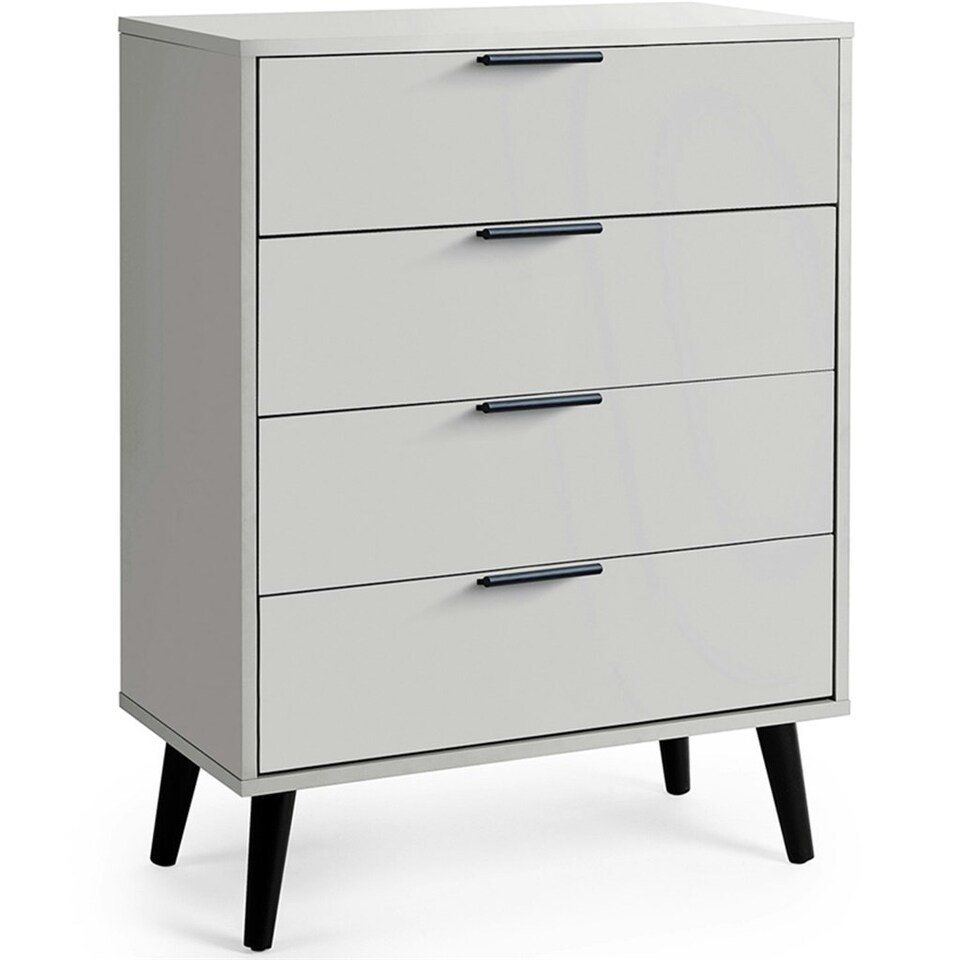 image 1 of Silk Grey Wide Chest of Drawers (4 Drawers)