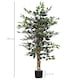 image 3 of HOMCOM 4.5ft Ficus Artificial Plant with Realistic Leaves, Potted Fake Tree for Home Office Indoor Decor, Green | Green