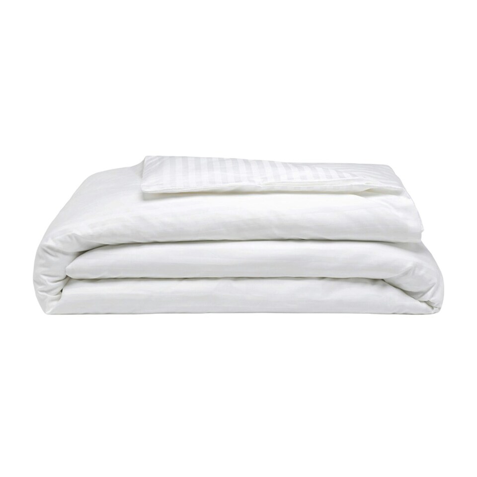 image 1 of Belledorm 540 Thread Count Satin Stripe Duvet Cover Set - White - Superking