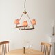 image 2 of Chester Brushed Aged Brass Plate Pendant Light with Coral Pink Fabric Ikat Shade 16cm 3x B22