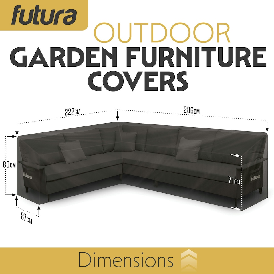 image 1 of Futura L Shape 222x286x80cm Waterproof Garden Furniture Cover 600D