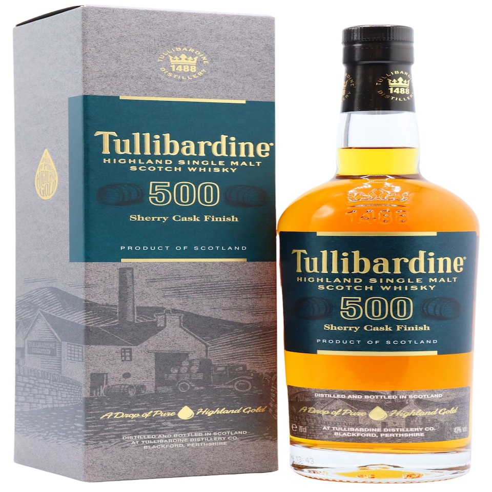 image 1 of Tullibardine - 500 Sherry Cask Finish Highland Single Malt Scotch Whisky | Multi | Brown | vanilla and toffee, abound with dates and spice | 1