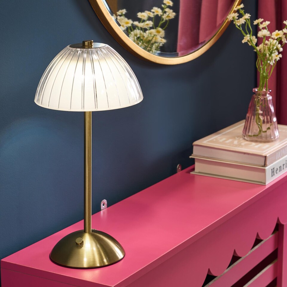 image 1 of OHS Ribbed Dome Bedside Lamp LED Rechargeable Cordless Night Light