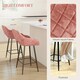 image 4 of HOMCOM Bar Stools Set of 2, Velvet-Touch Fabric Counter Height Bar Chairs Pink