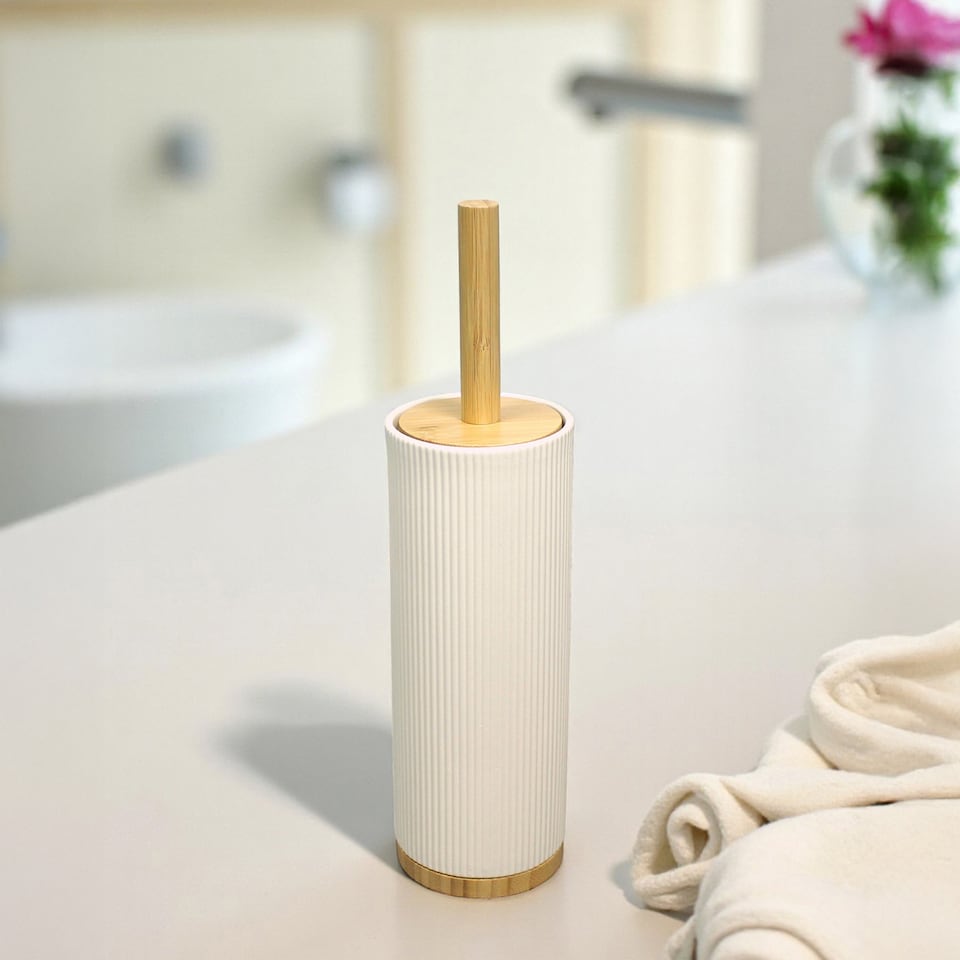 image 1 of Showerdrape Bondi Cream Toilet Brush & Holder | Cream | 1
