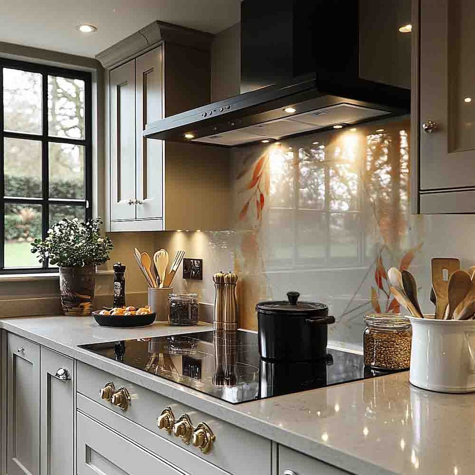 image 1 of Autumn Leaves Splash Back | White