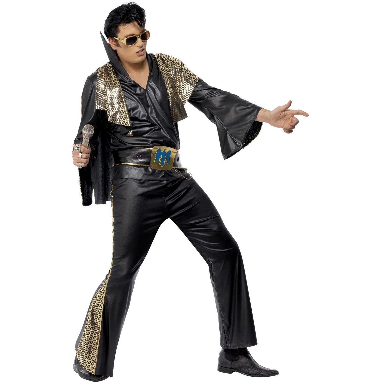 Elvis Mens Elvis Costume Set | Black | Black/Gold | M | 1