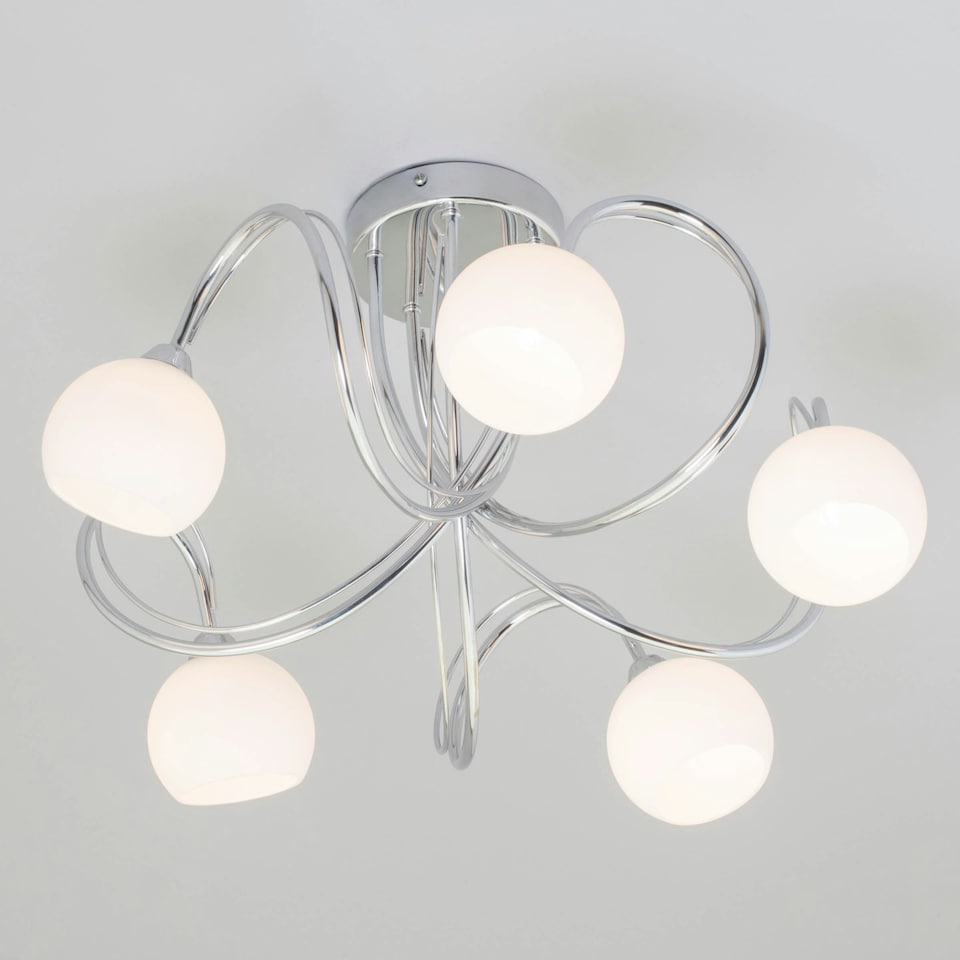 image 1 of BHS Soni 5 Light Flush Ceiling Light | Silver | Chrome | 1