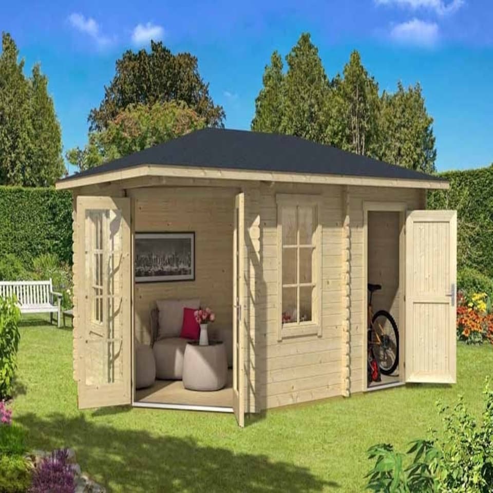 image 1 of Aruba 2 A-Log Cabin, Wooden Garden Room, Timber Summerhouse, Home Office, Outdoor Gym by Buttercup Farm. Brown