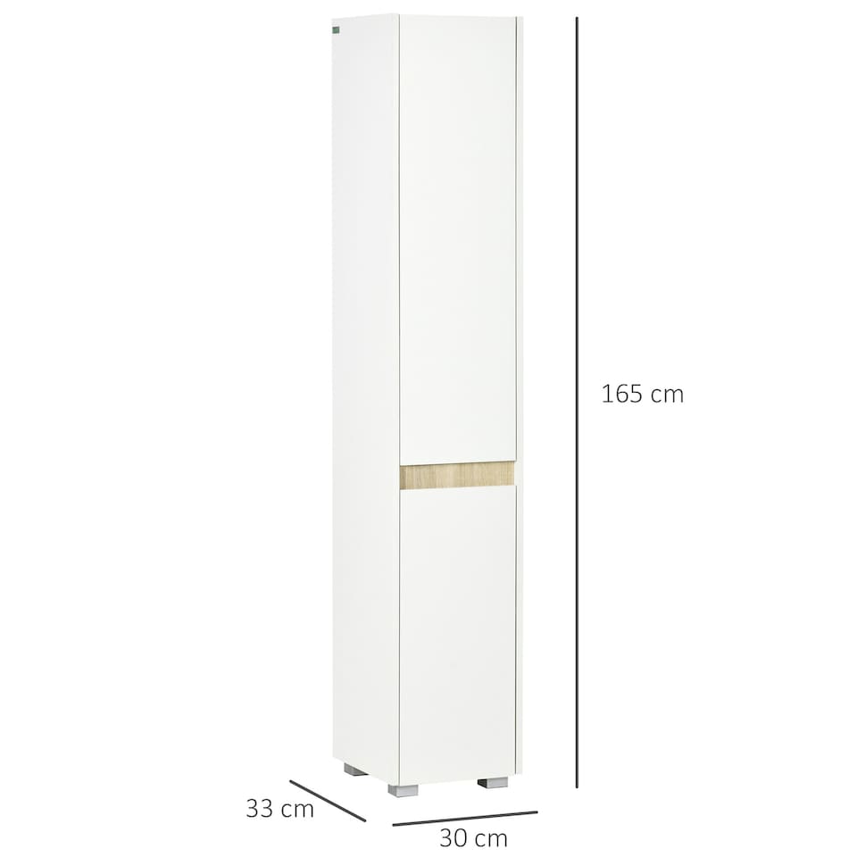 image 1 of kleankin 5-Tier Modern Tall Bathroom Cabinet with Adjustable Shelves White
