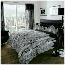Sky Line Printed Duvet Cover Set Reversible Polycotton Beddings Multi | Double