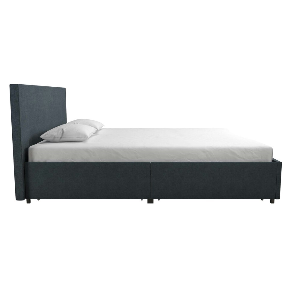 image 1 of Kelly Bed with Storage Fabric Navy, Double