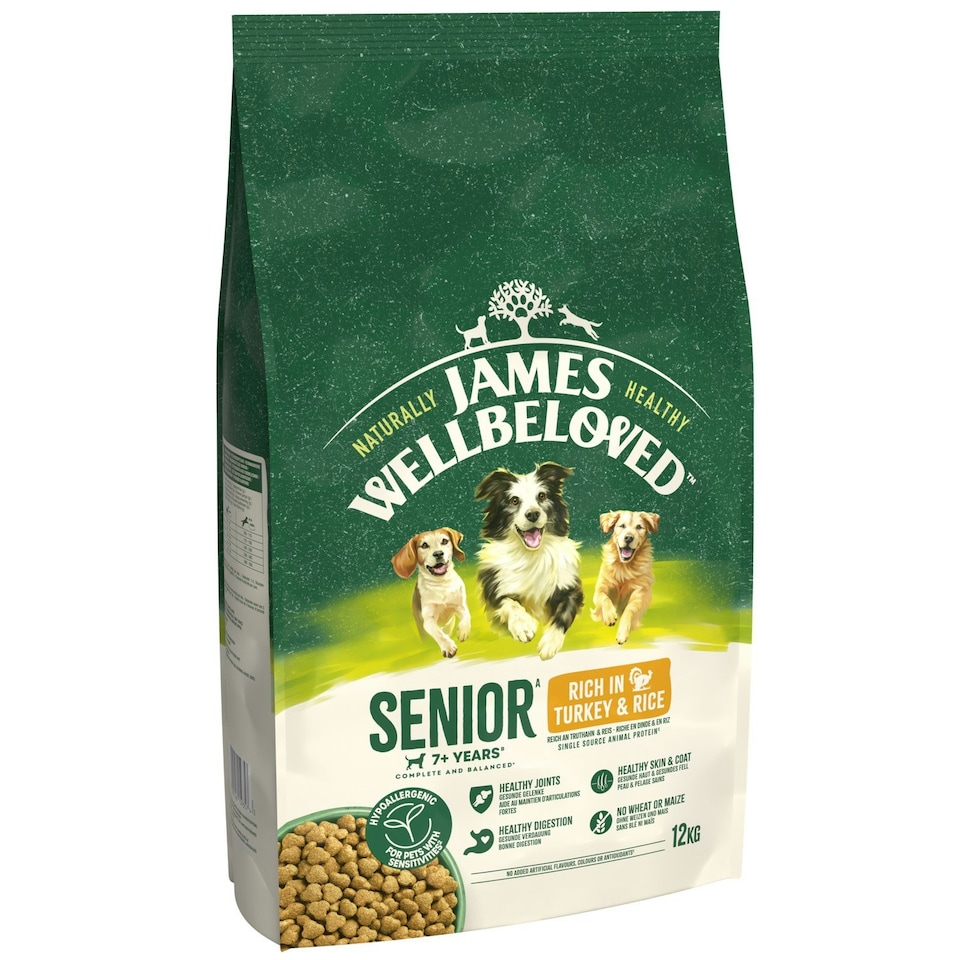 image 1 of James Wellbeloved 7+ Years Senior Dry Dog Food Rich in Turkey & Rice 12kg