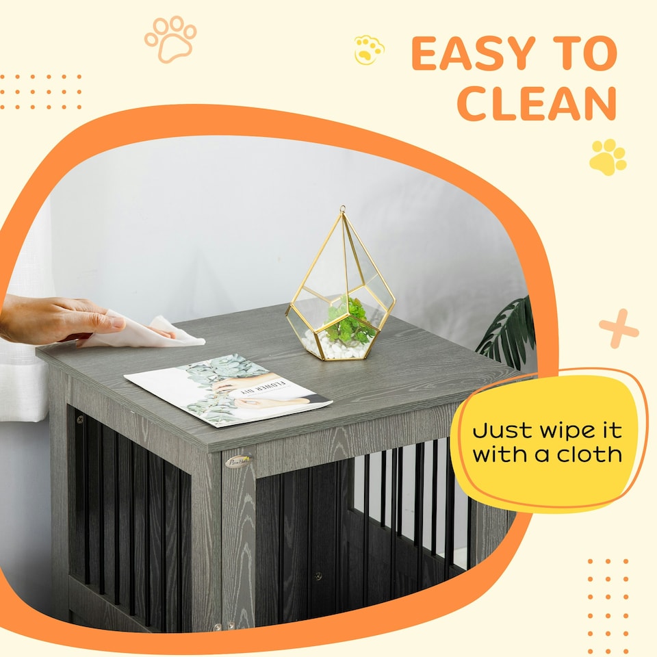 image 1 of PawHut Dog Crate Kennel Cage for Small Dog, Indoor End Table, Grey