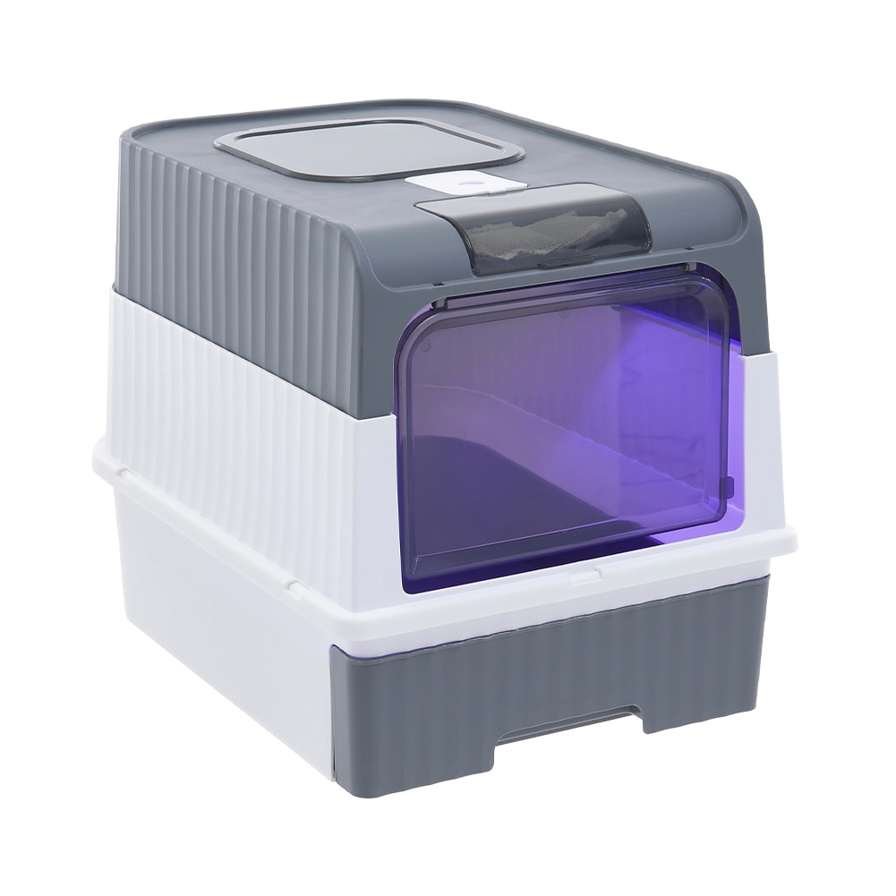 Living and Home Fully Enclosed Cat Litter Box with UV Sterilization | Grey