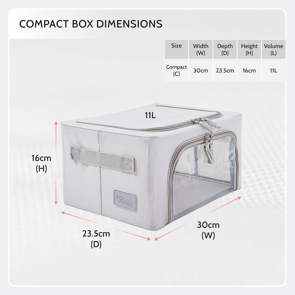 image 1 of Periea ‘Beau’ Folding Collapsible Stackable Fabric Home Storage Boxes with Steel Frames (Metallic Floral, Compact)