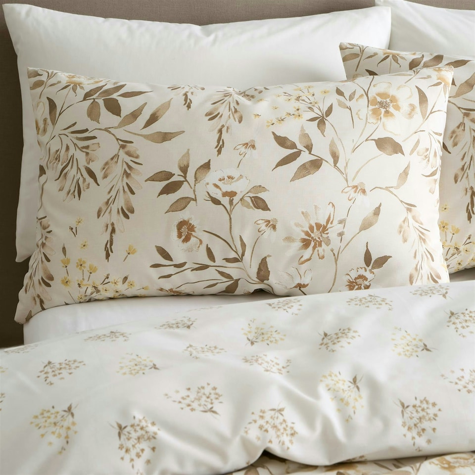 image 1 of Catherine Lansfield Isadora Floral Duvet Cover Set - Natural Cream | King