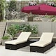 image 2 of Outsunny 3 Pieces Sun Lounger Rattan Furniture Recliner Wicker Brown Garden