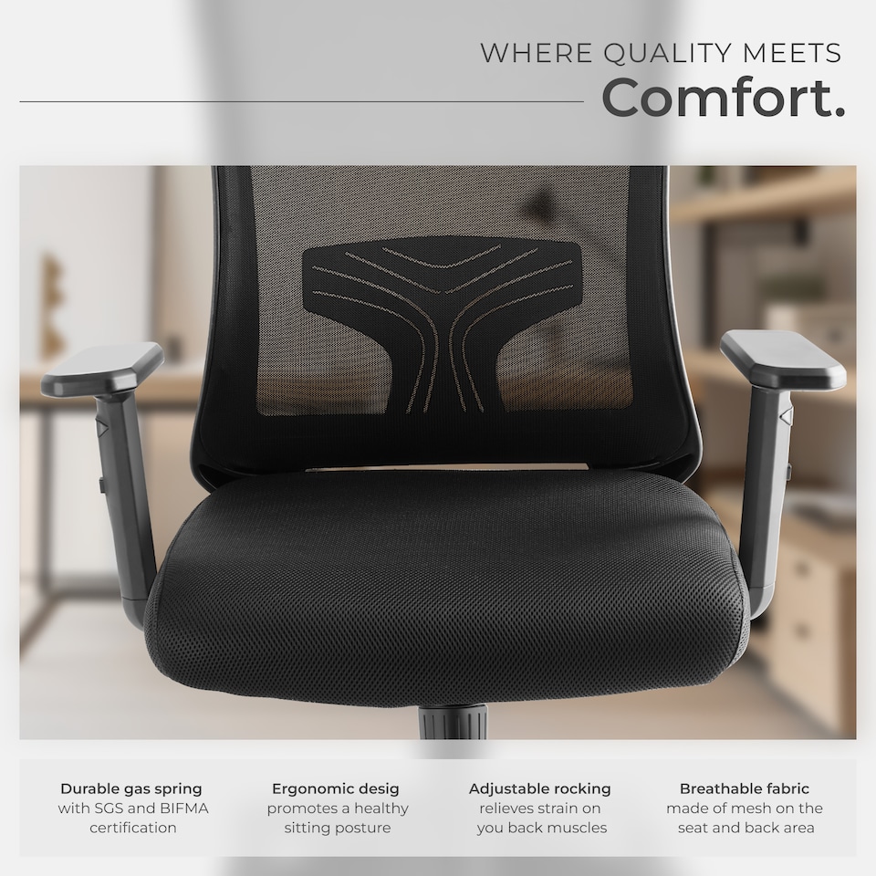 image 1 of Office Chair Phoebe - ergonomic shape, lumbar support, adjustable headrest