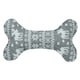 image 2 of Dog Christmas Gift Plush Play Squeaky Grey Patterned Bone Toy 14x23cm