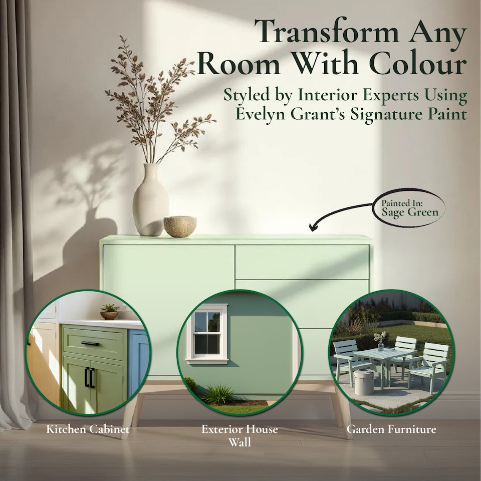 image 1 of EVELYN GRANT All-in-One Paint & Primer - Multi-Surface for Walls, Wood, Interior & Exterior - Anthracite Grey - 1L - Matt