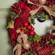 image 4 of 30cm Red Rose Hanging Christmas Wreath with Pinecones & Red Berries
