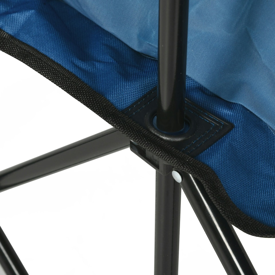 image 1 of Outsunny 6 Seater Folding Bench Camping Chair with Cup Holder, Blue