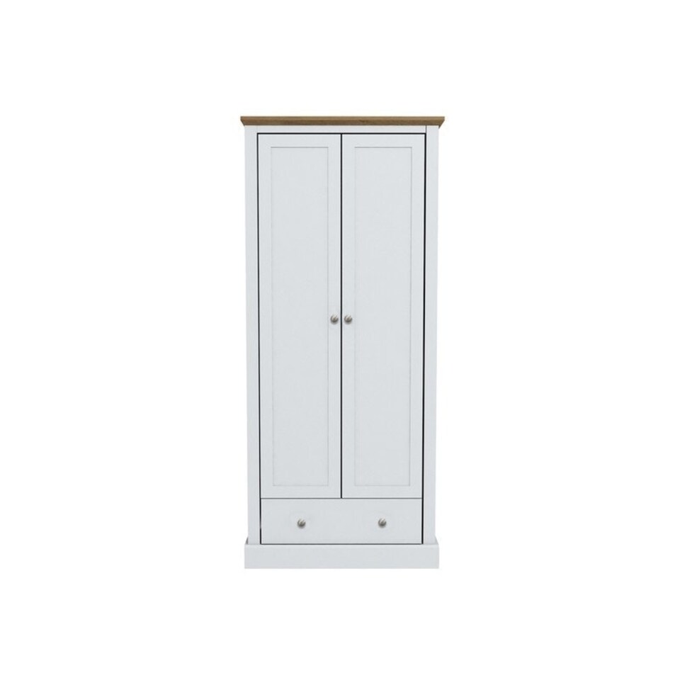 image 1 of Devon 2 Door Wardrobe - Particle Board - L56 x W79.7 x H181.5 cm - White White