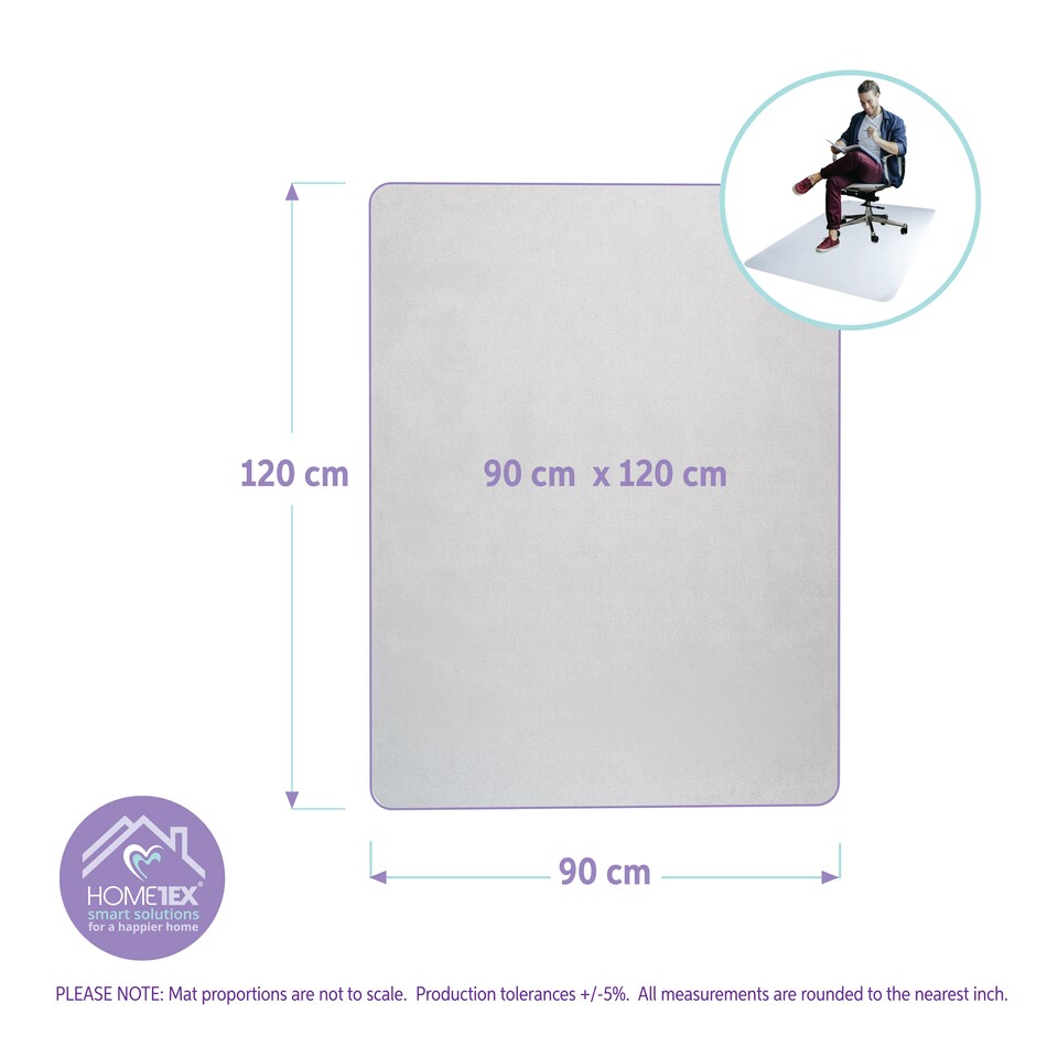 image 1 of Hometex Universal PVC Chair Mat for Hard Floors - 90 x 120cm. Rectangular