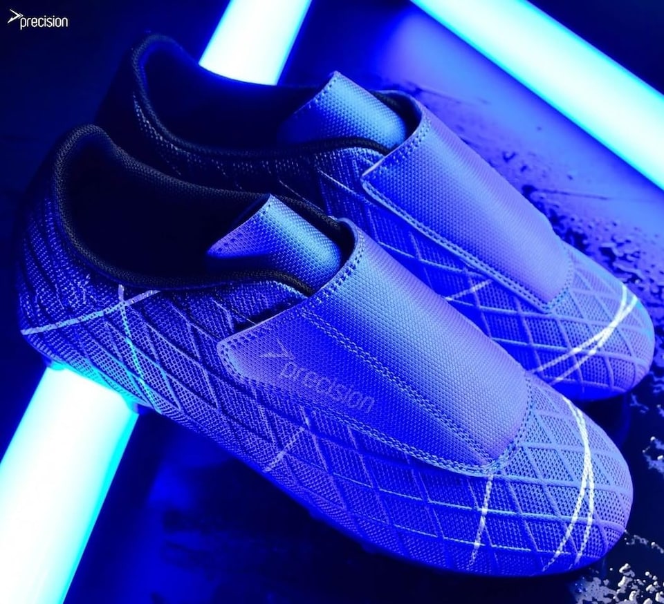 image 1 of Precision Matrix Firm Ground Football Boots, Kids Laceless Secure Fit, Comfortable, Durable, Ideal For Junior Footballers, Blue, Size 9 UK Child