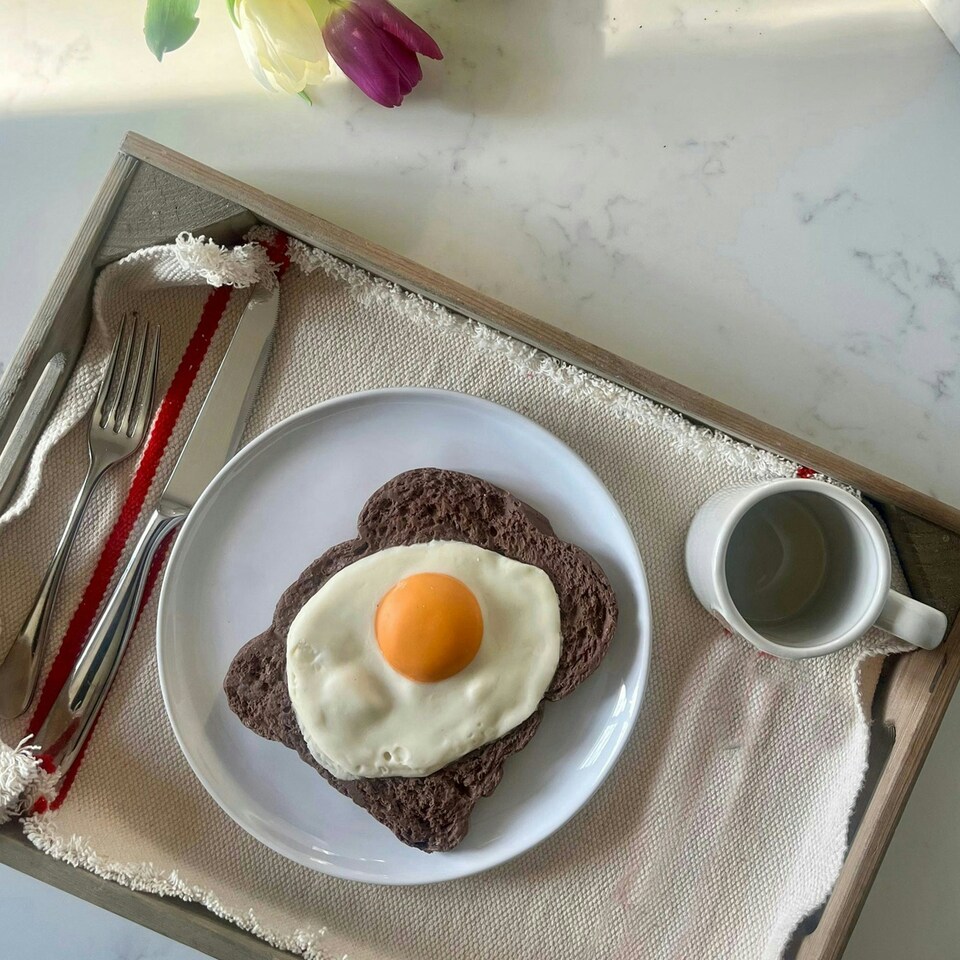 image 1 of Giant Chocolate Fried Egg On Toast