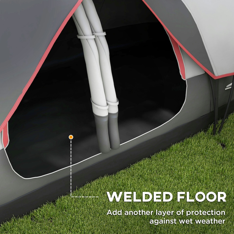 image 1 of Outsunny 2 Room Camping Tent with Waterproof Rainfly & Screen Panels Yellow 