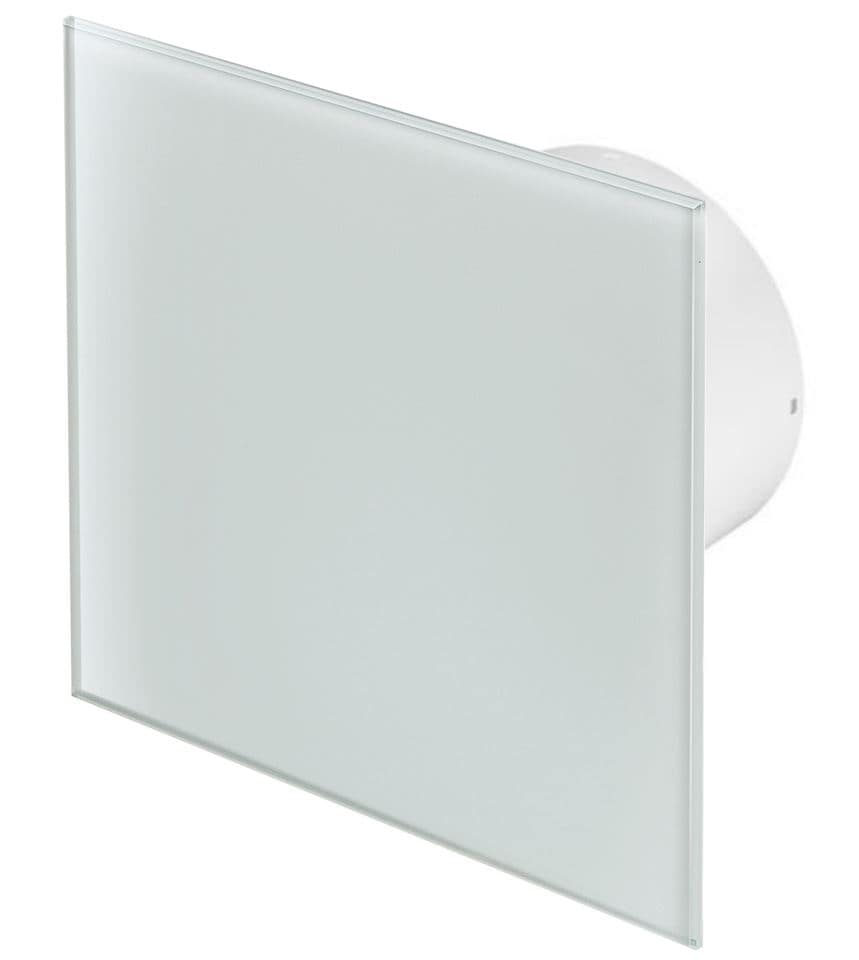 image 1 of 125mm Humidity Sensor Extractor Fan White Glass Front Panel TRAX Wall Ceiling Ventilation