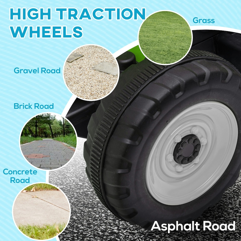 image 1 of HOMCOM Ride On Tractor with Detachable Trailer, Remote Control, Music - Green